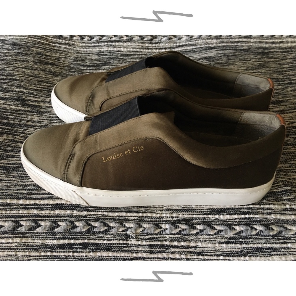 Louise et Cie Bette Olive Slip-On Satin Sneakers